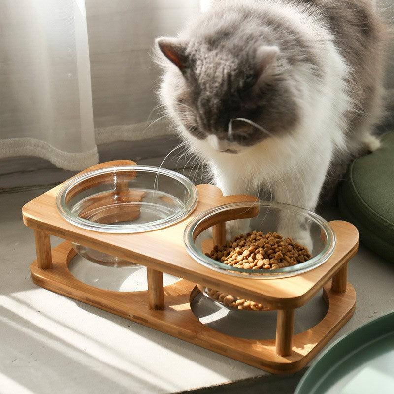 Elegant Glass Cat Food Bowl Set - Stylish And Functional Pet Dining
