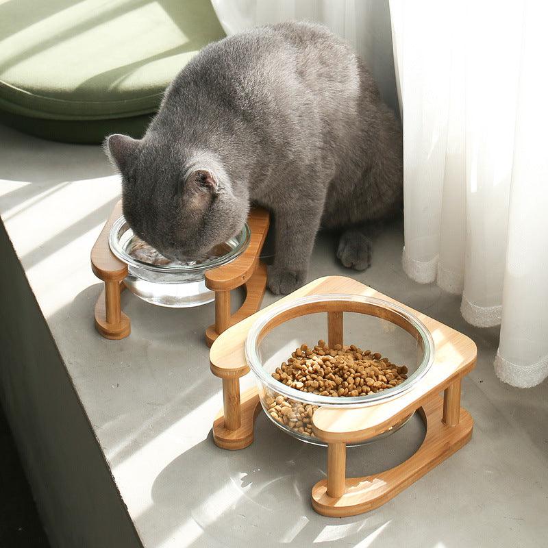 Elegant Glass Cat Food Bowl Set - Stylish And Functional Pet Dining