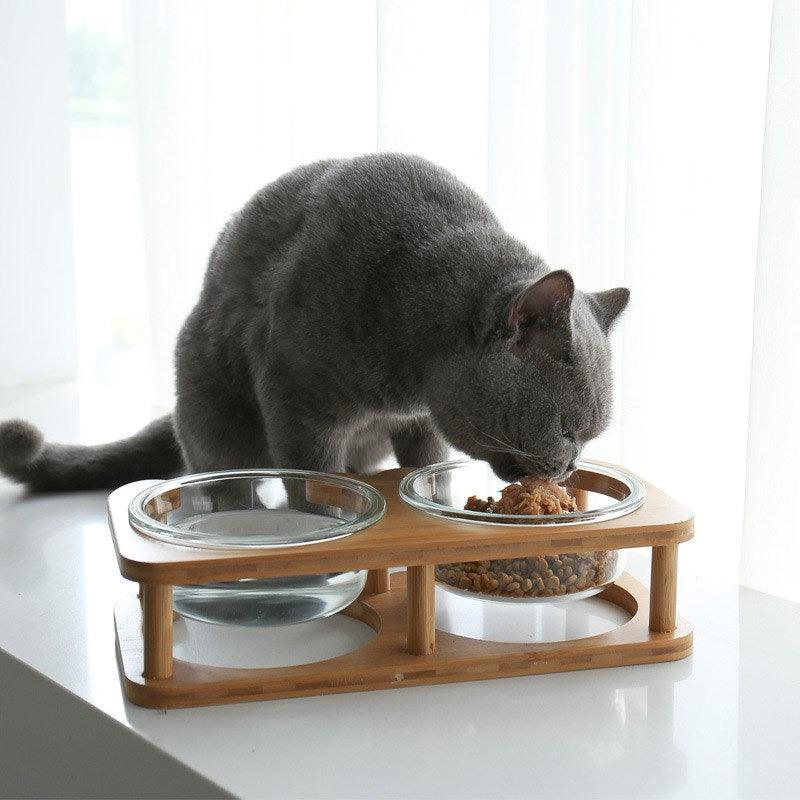 Elegant Glass Cat Food Bowl Set - Stylish And Functional Pet Dining