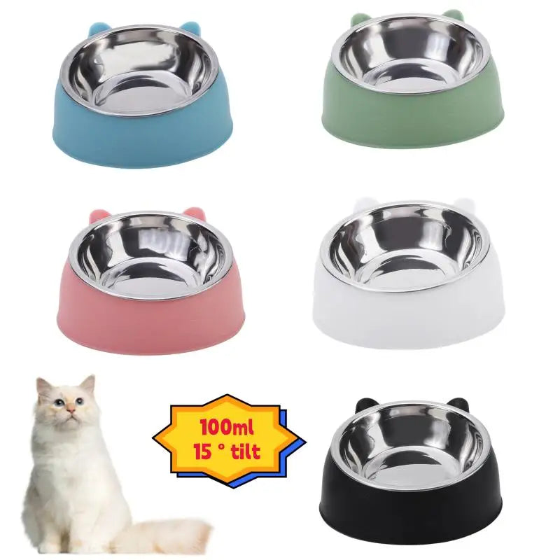 100ML Cat Dog Bowl 15 Degrees Raised Non Slip Puppy Base Cat Food